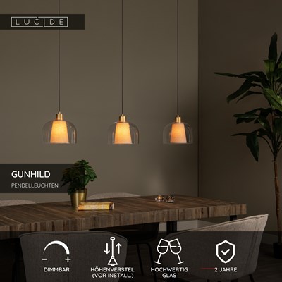Lucide GUNHILD - Pendelleuchten - 3xE27 - Transparent